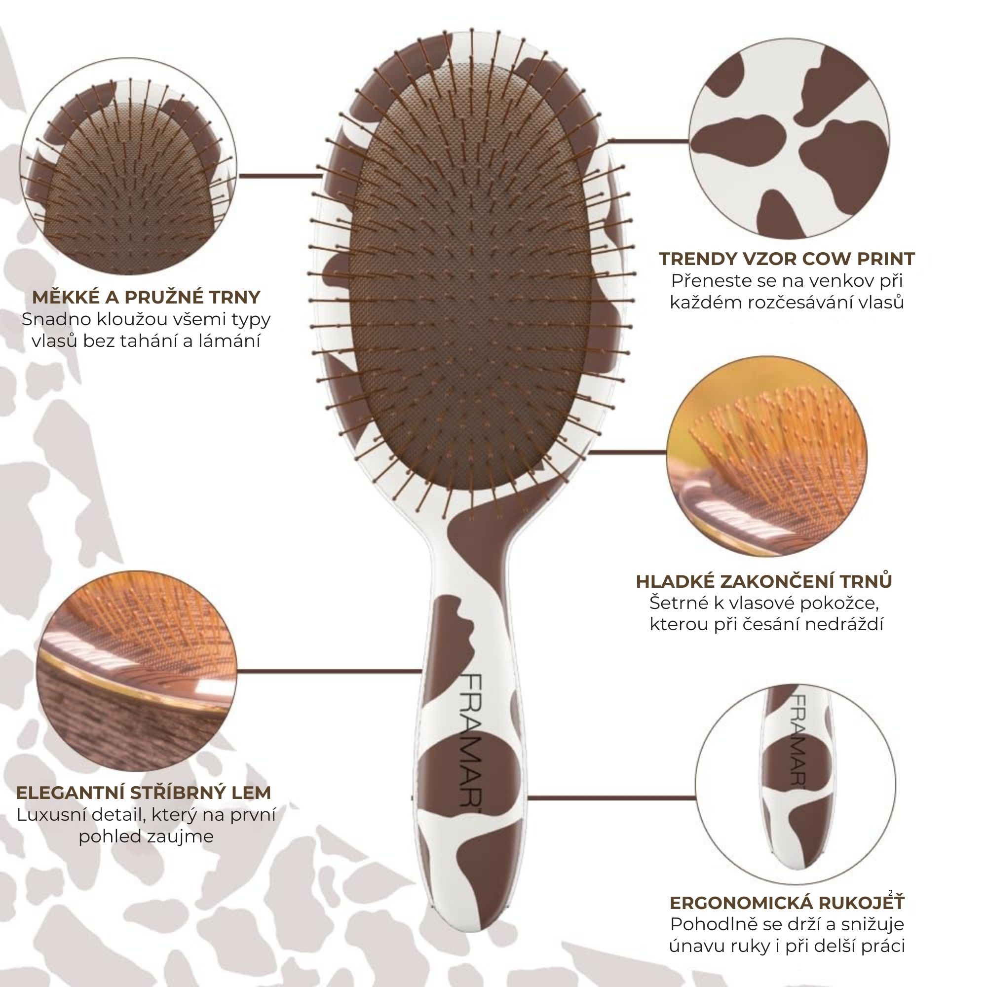 Framar Detangle Cow Yeehaw kartáč na rozčesávání vlasů