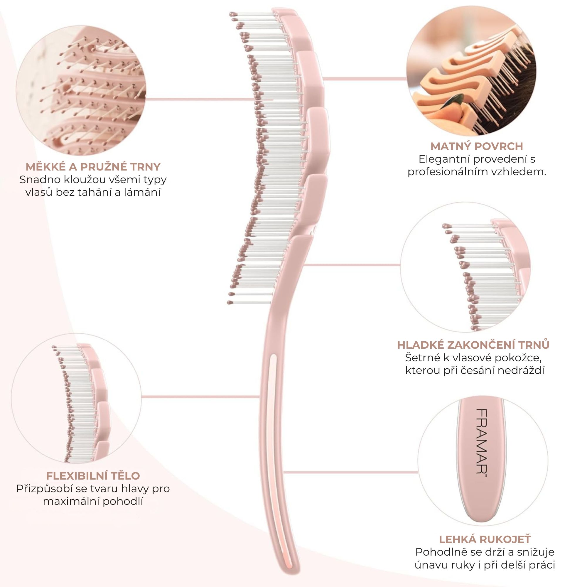 Framar Flex Brush Champagne flexibilní kartáč na vlasy
