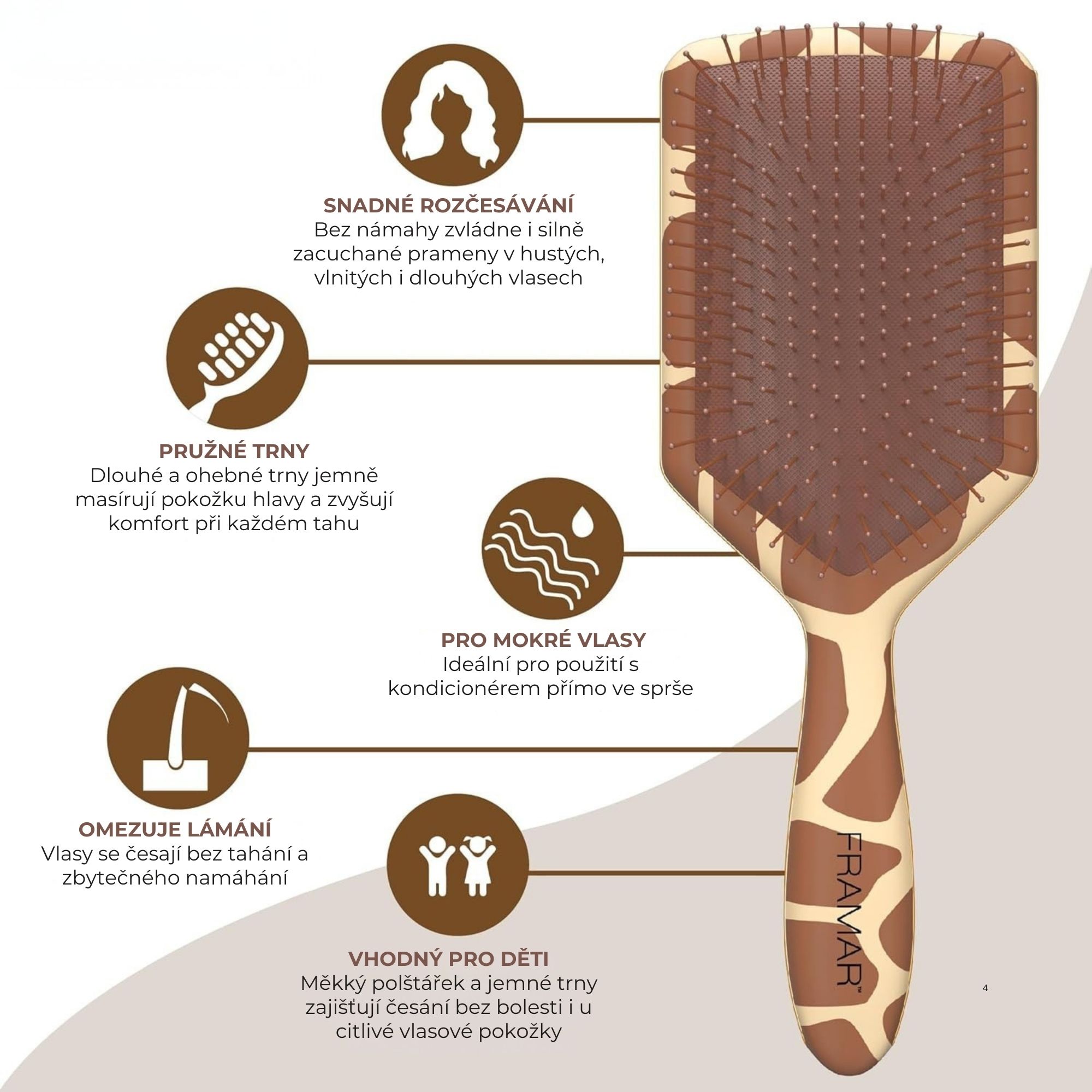 Framar You Bet Giraffe plochý kartáč na vlasy