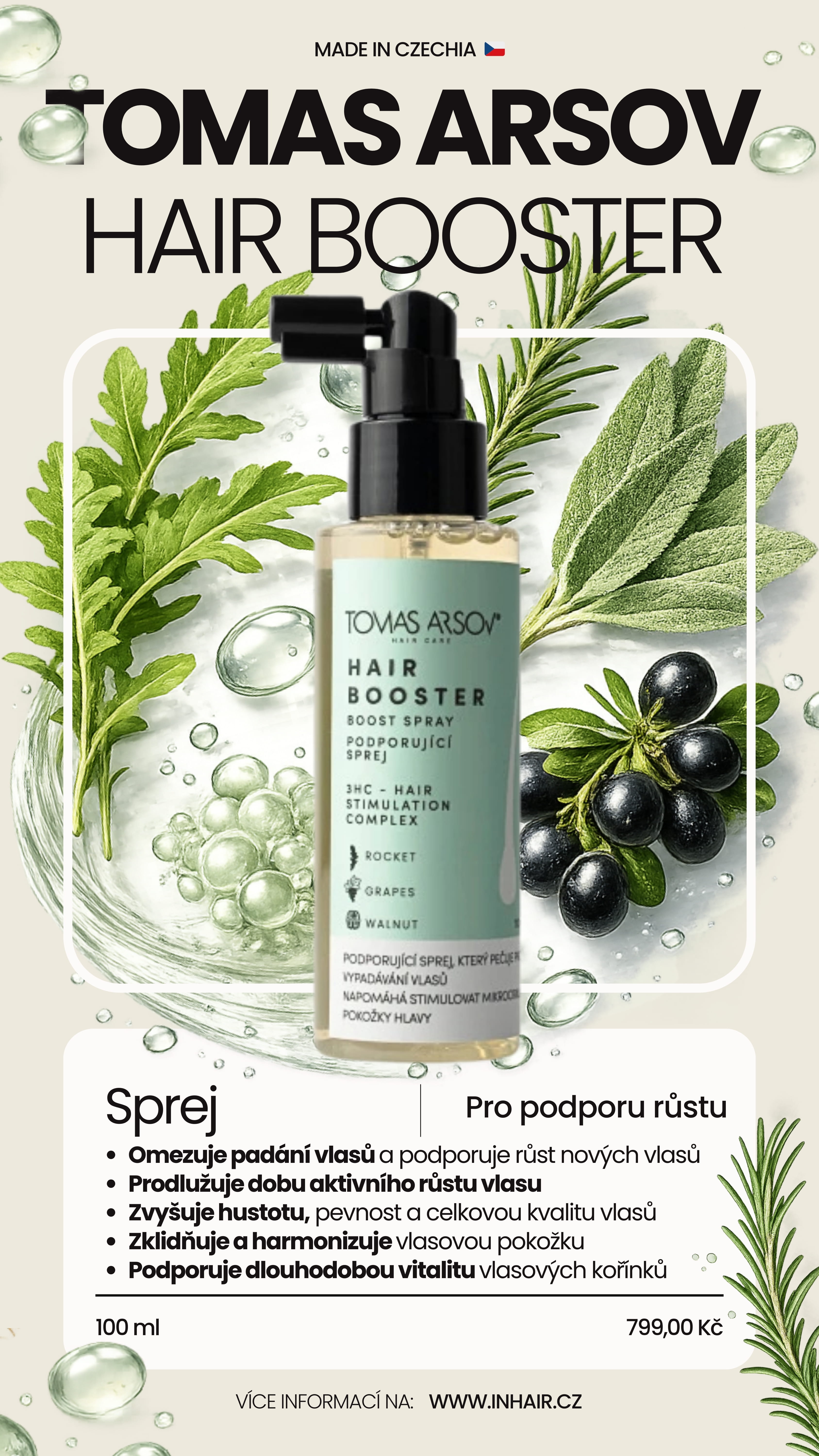 Tomas Arsov HAIR BOOSTER tonikum proti vypadávání vlasů 100 ml