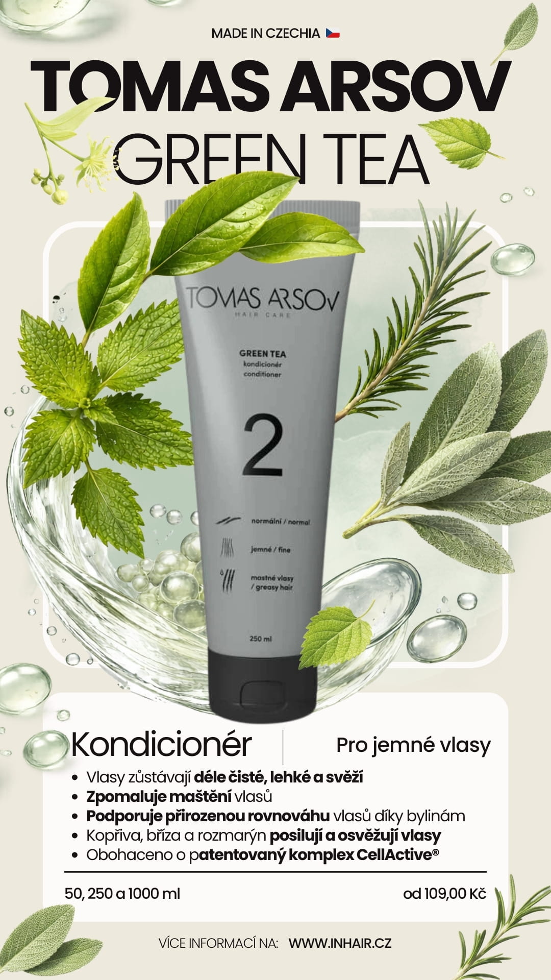 Tomas Arsov GREEN TEA kondicionér pro jemné a mastné vlasy 250 ml