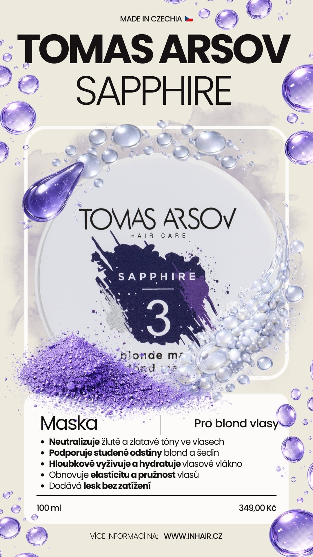 Tomas Arsov SAPPHIRE maska pro blond vlasy 100 ml