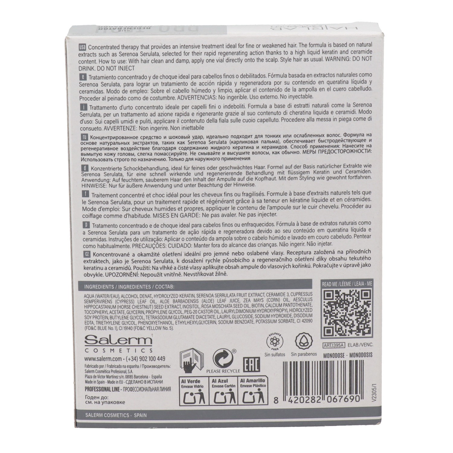 Salerm PRO-TECH energizující ampule proti padání vlasů 32 x 13 ml