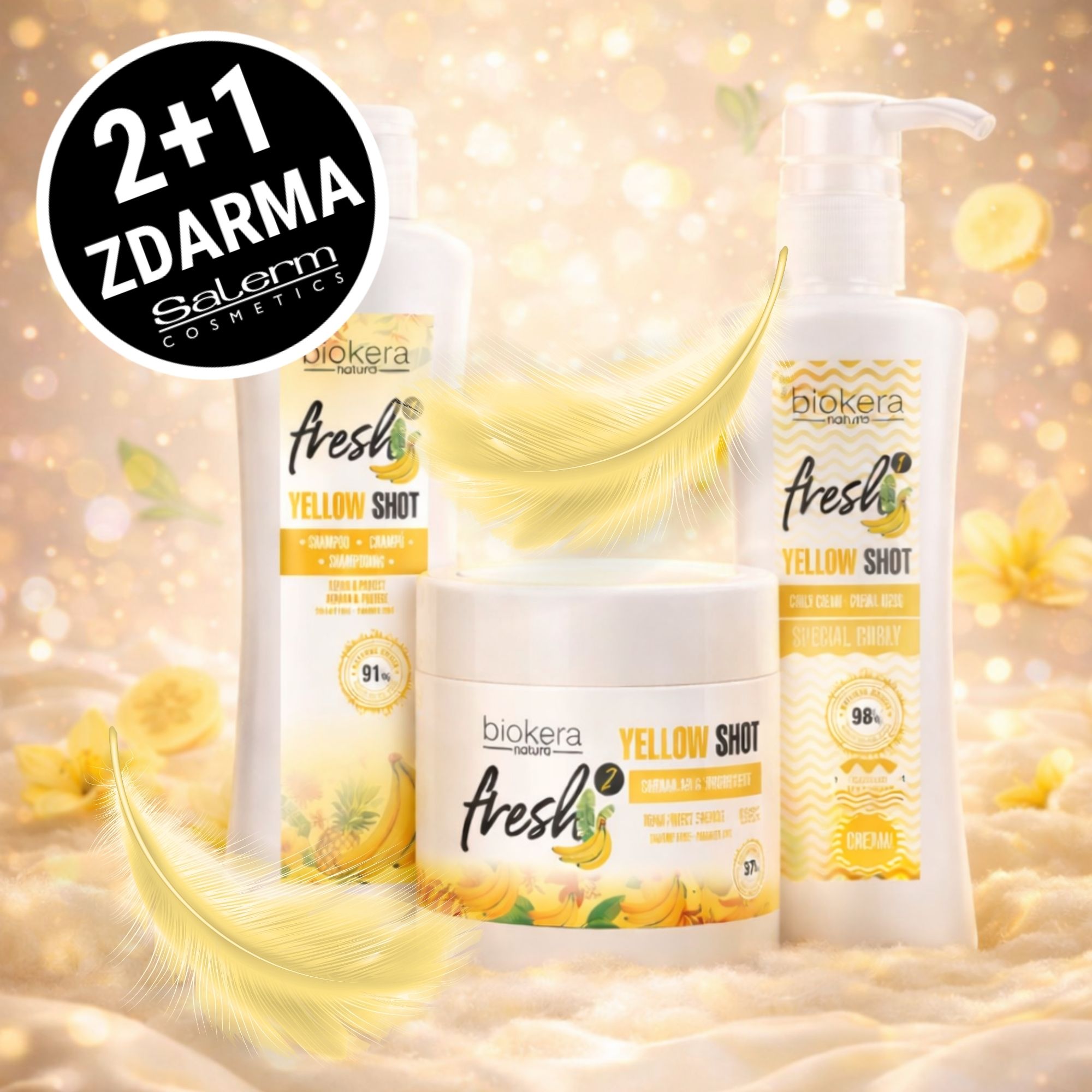 2+1 Zdarma! Salerm Biokera Yellow Shot kosmetická sada pro vlnité vlasy