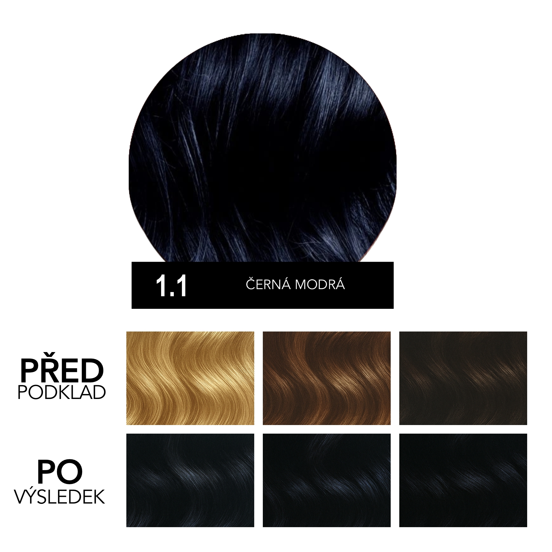 Hely Color permanentní barva na vlasy - černá modrá (1.1/1BB) 60 ml