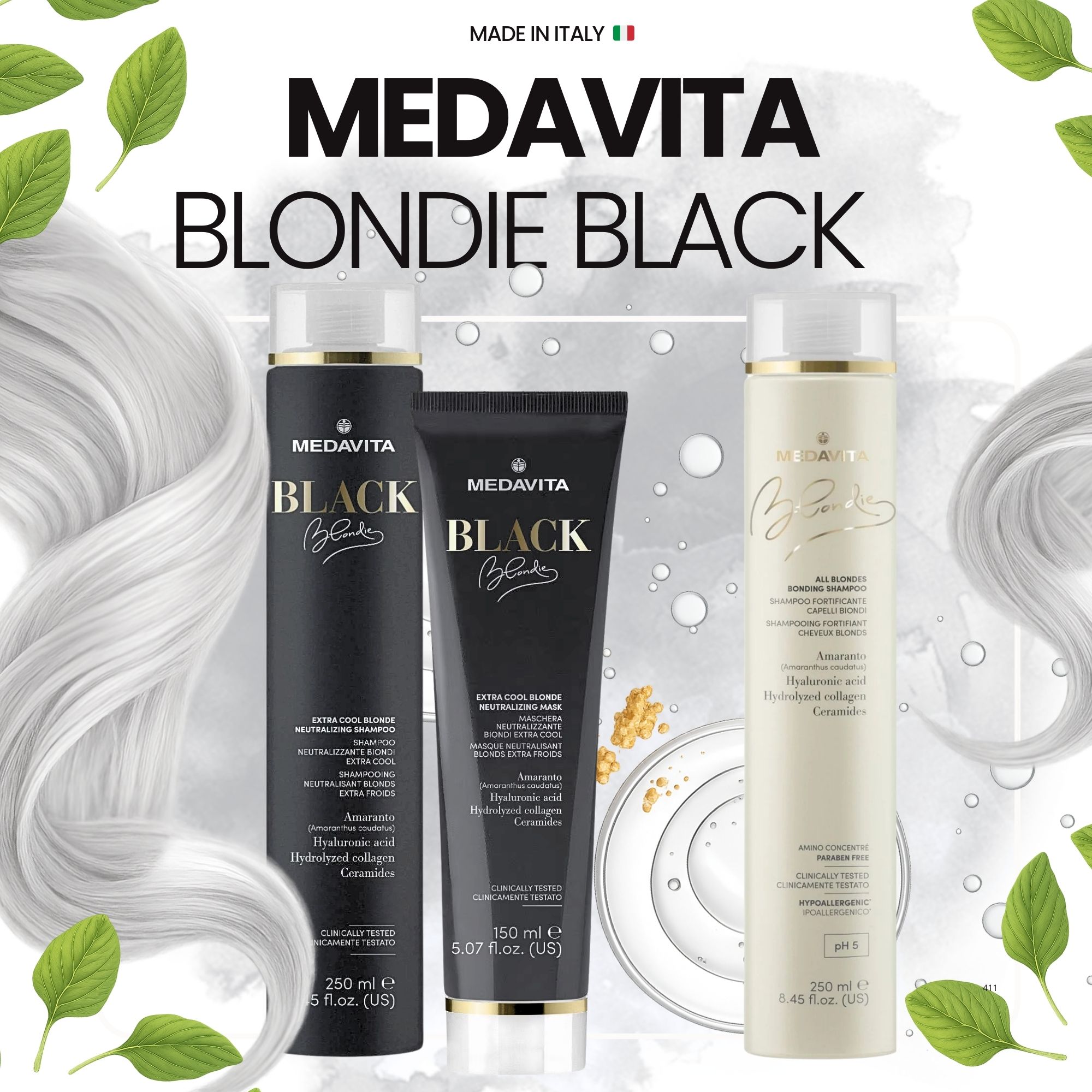Medavita Blondie Black kosmetická sada pro extra ledovou blond