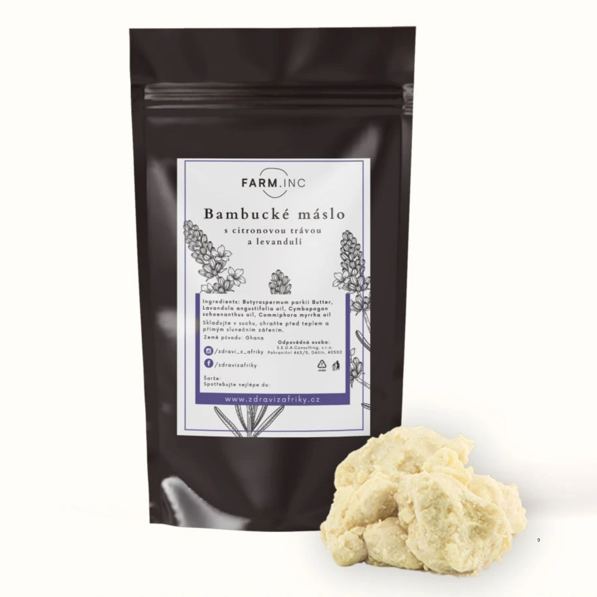 Farm.inc Bambucké máslo Lemongrass a lavender (kousky ke šlehání) 250 g