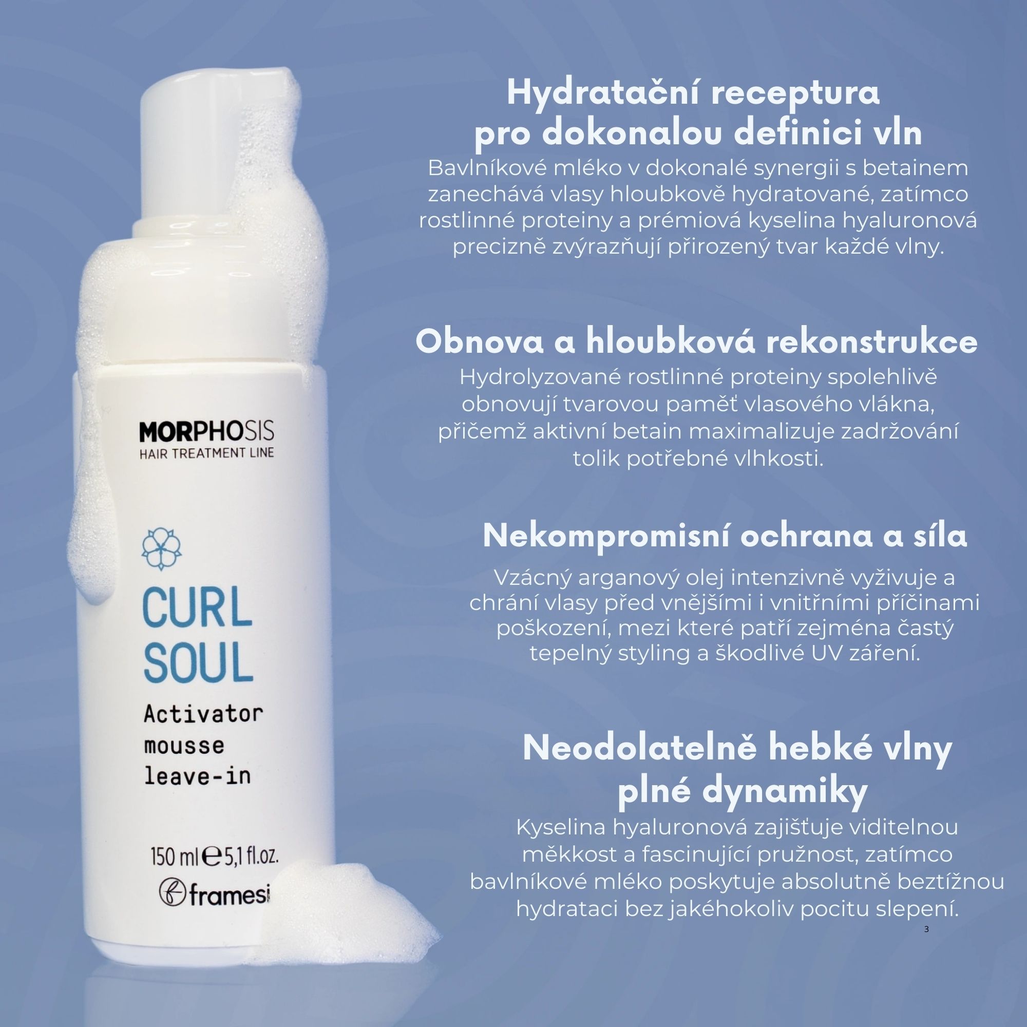 Framesi CURL SOUL aktivátor - bezoplachová pěna pro vlnité vlasy 150 ml