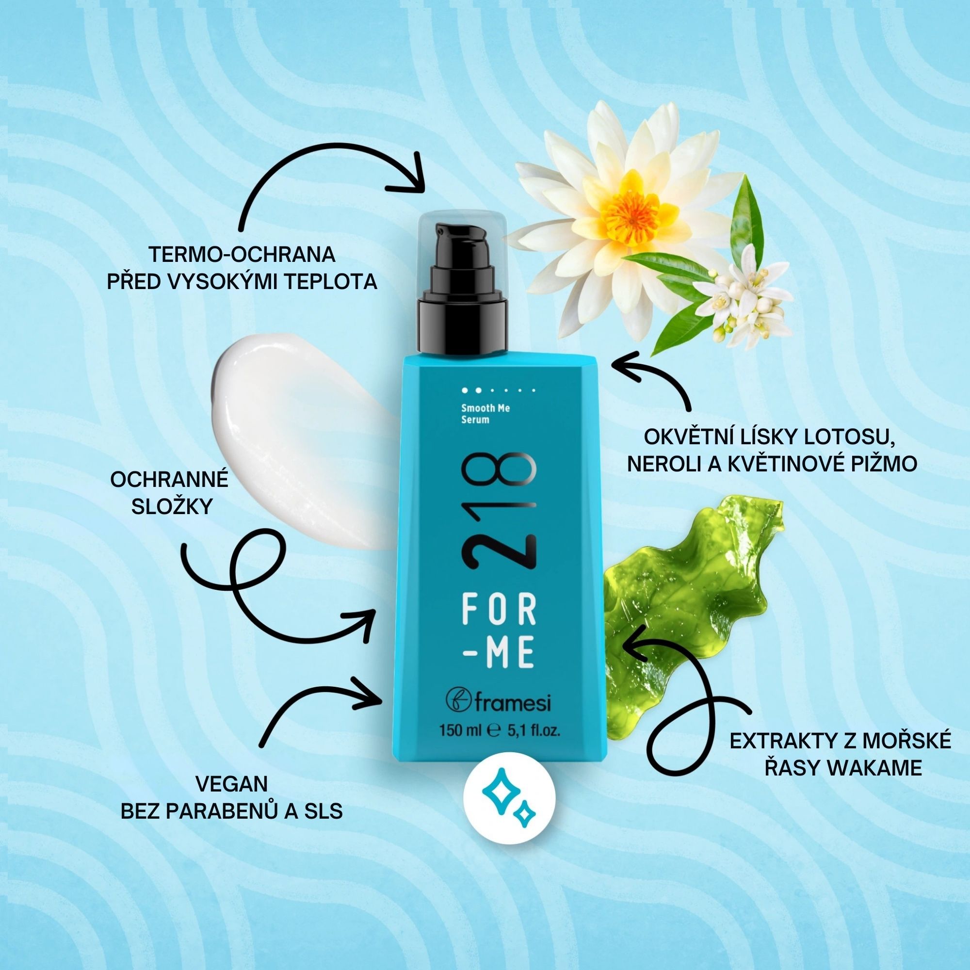 Framesi FOR-ME 218 Smooth Me vyhlazující sérum na vlasy 150 ml