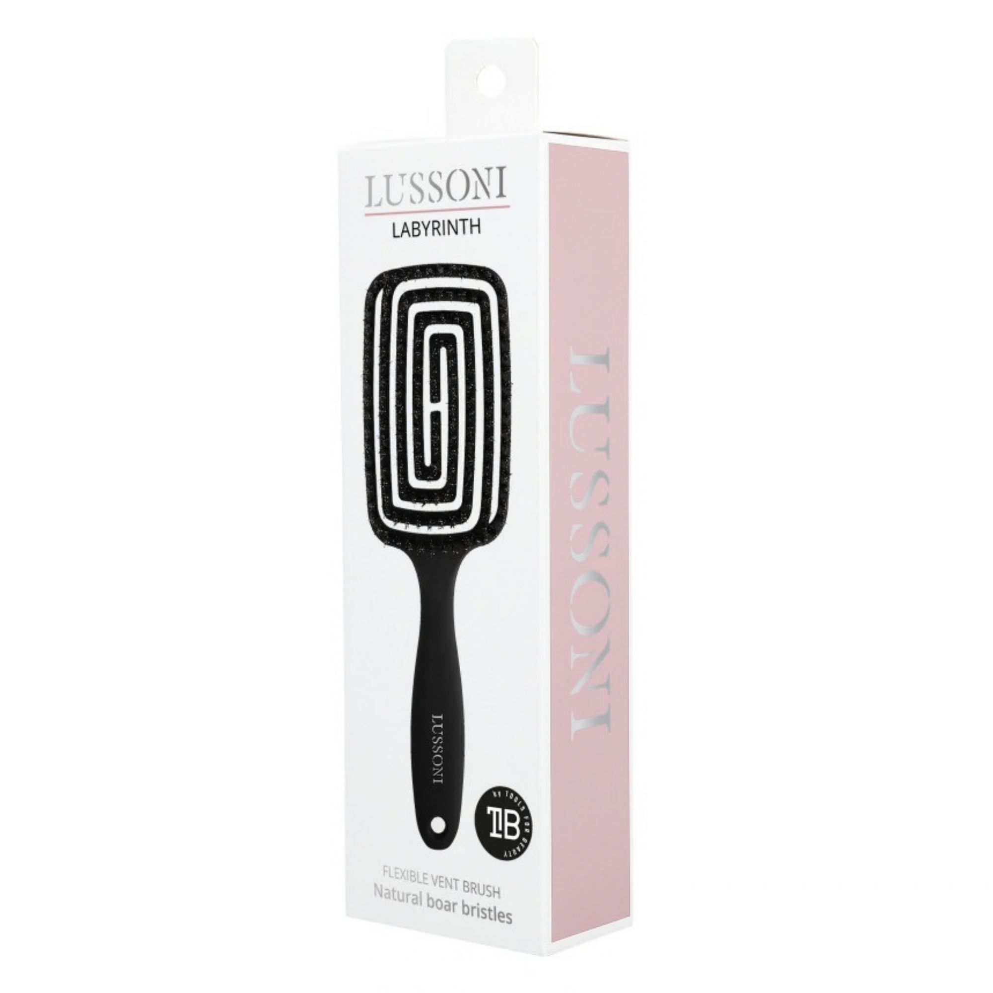 Lussoni Labyrinth Flexible Vent plochý kartáč na vlasy černý velký
