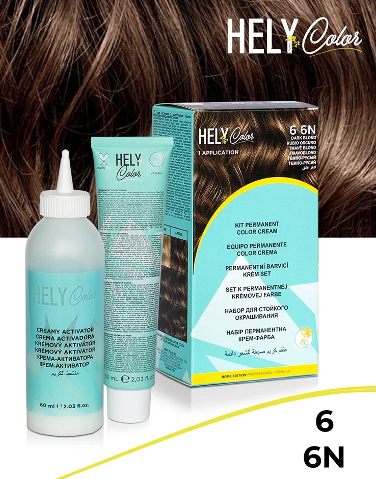Hely Color permanentní barva na vlasy - tmavá blond (6/6N) 60 ml