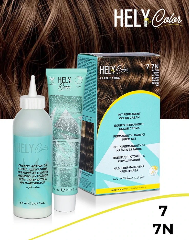 Hely Color permanentní barva na vlasy - blond (7/7N) 60 ml
