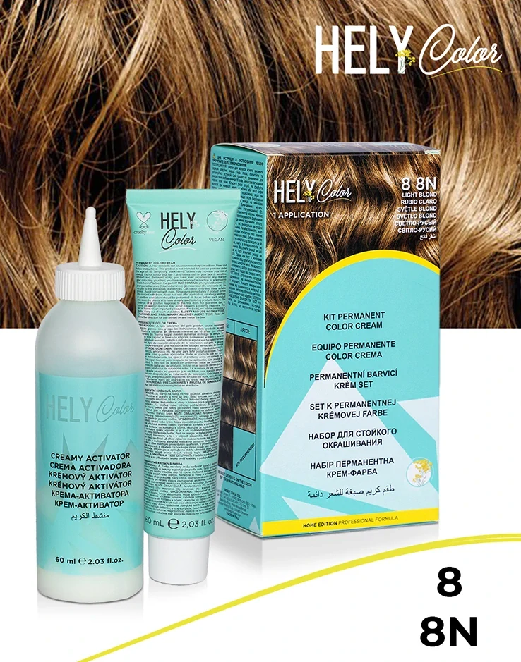 Hely Color permanentní barva na vlasy - světlá blond (8/8N) 60 ml