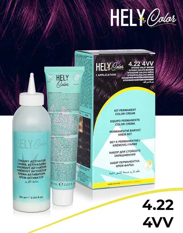 Hely Color permanentní barva na vlasy - hnědá fialová intenzivní (4.22/4VV) 60 ml