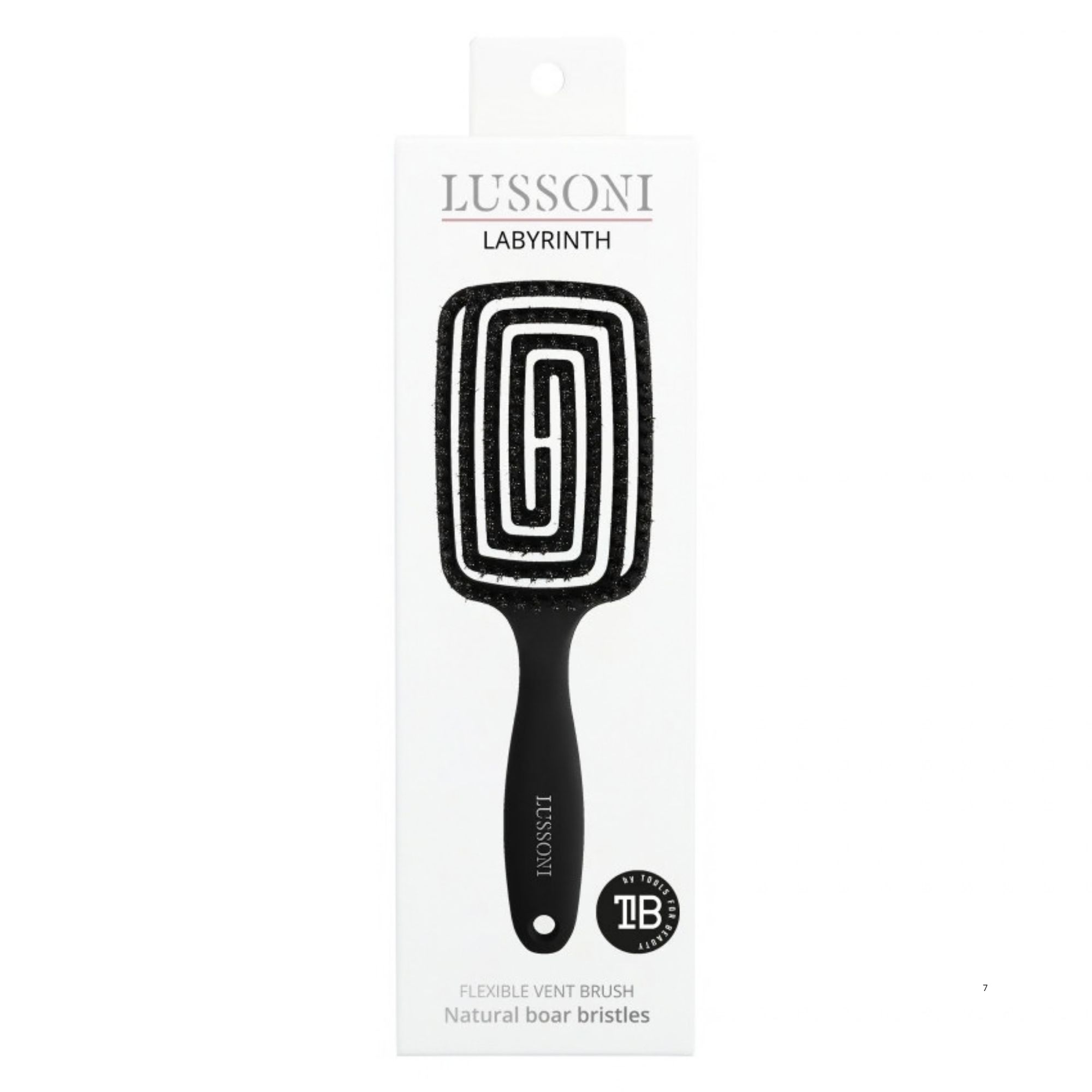 Lussoni Labyrinth Flexible Vent plochý kartáč na vlasy černý velký