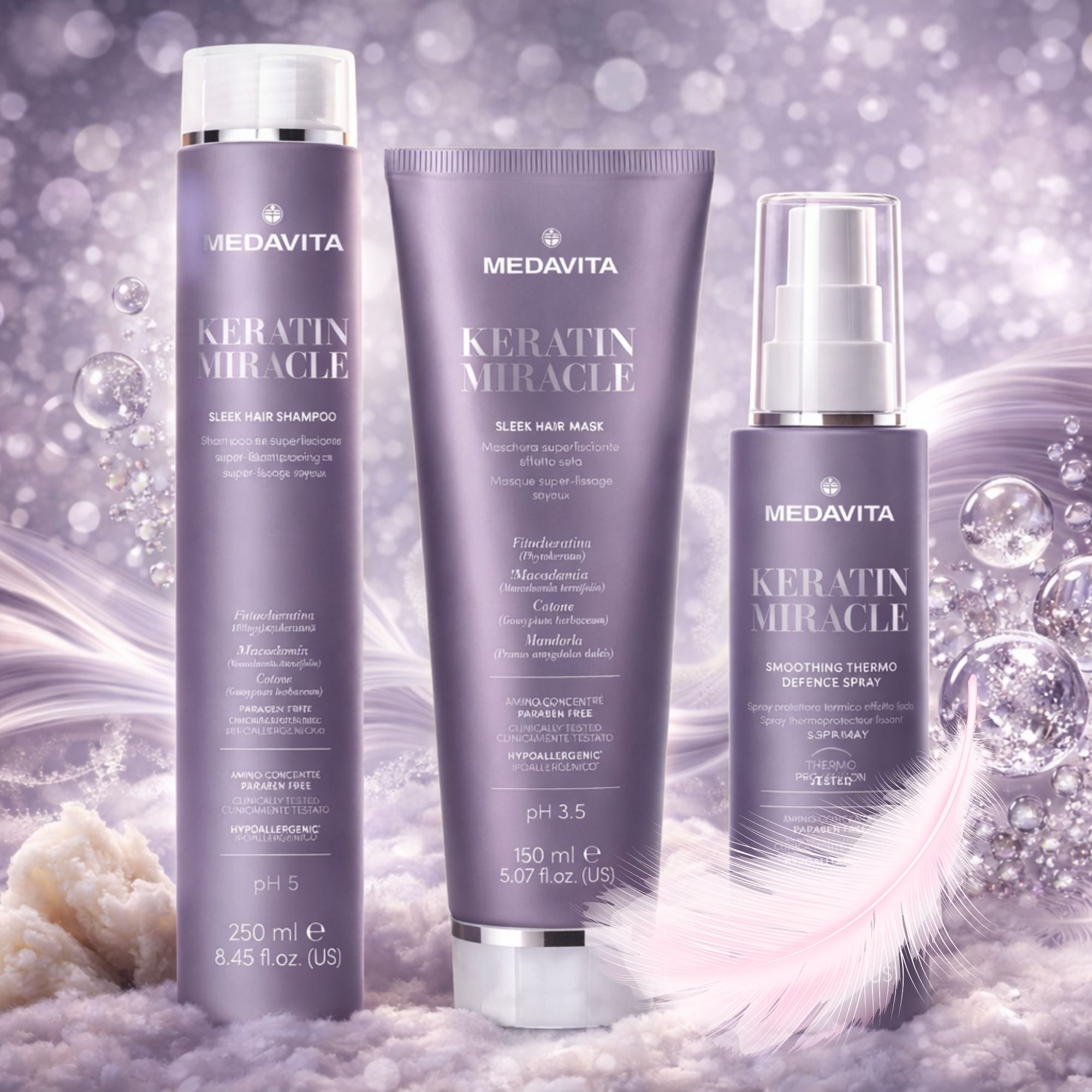 Medavita Keratin Miracle kosmetická sada pro vyhlazení vlasů