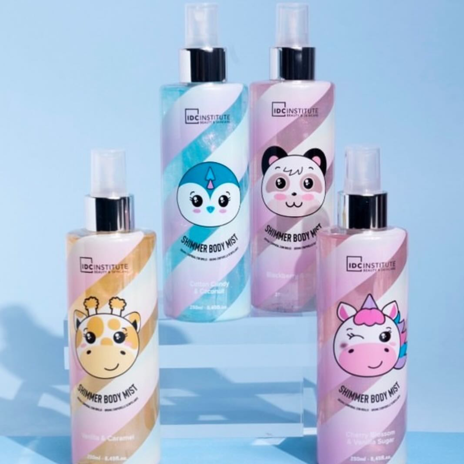 IDC Institute Cute Animals Shimmer tělová mlha s jemným třpytem Penguin 250 ml